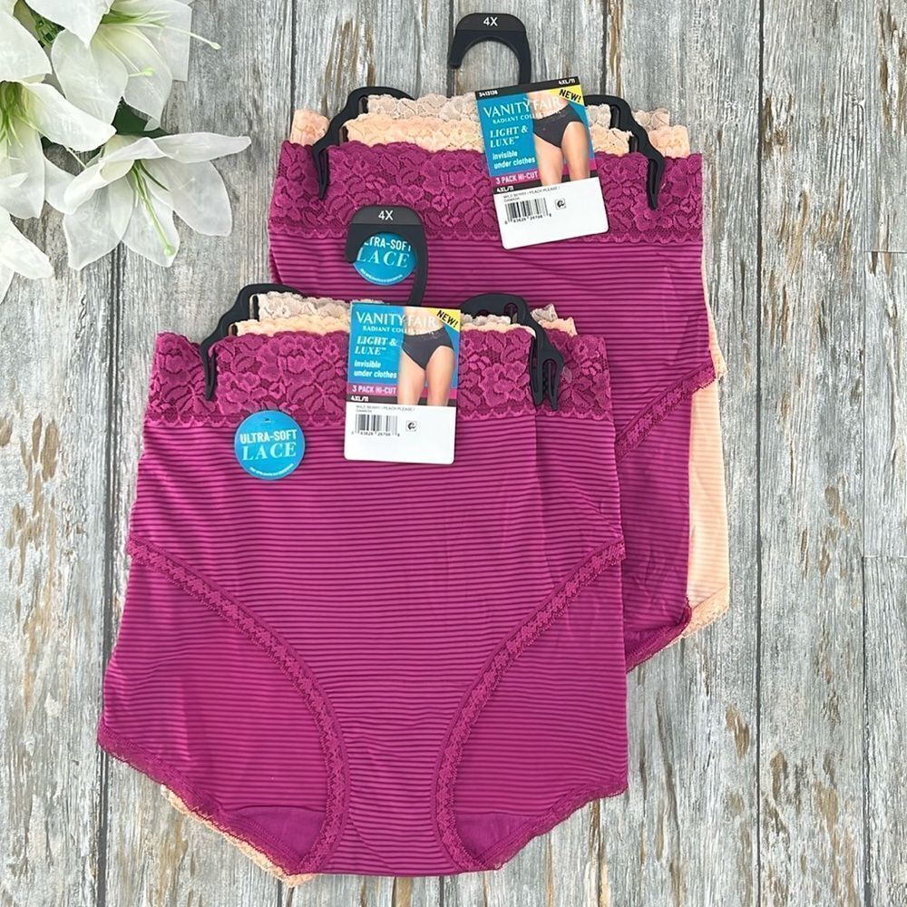 Super Comfy Light and Luxe Hi-Cut Brief Underwear Panties 2, 3-Packs Size 4X